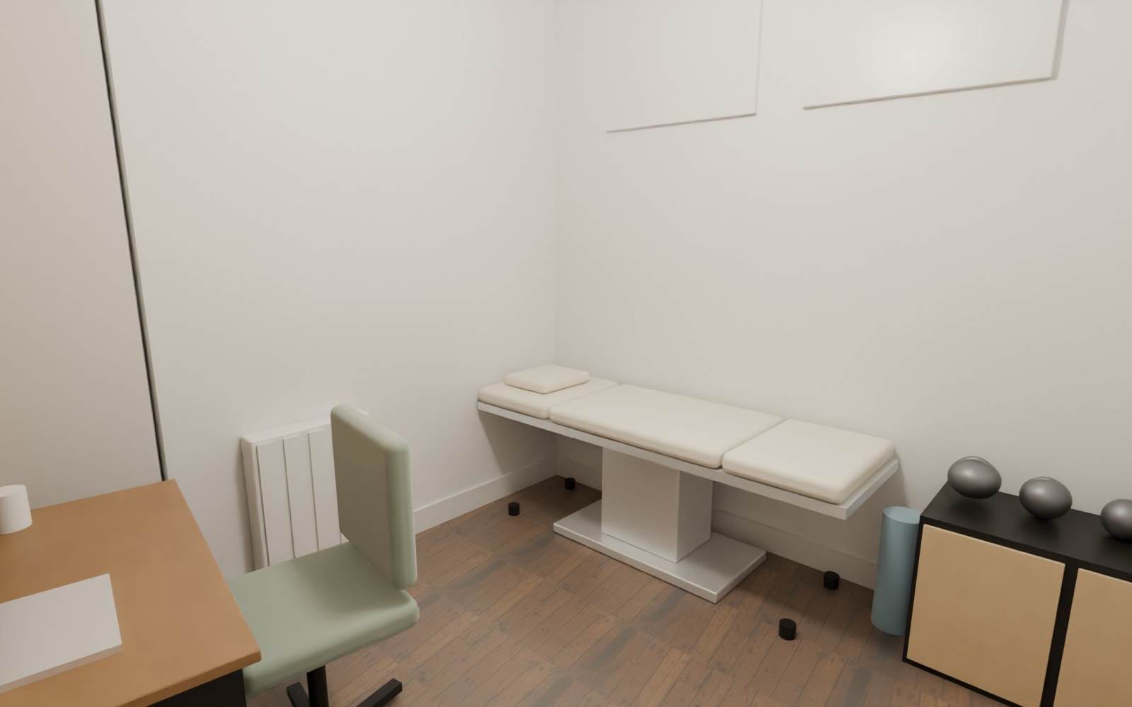 Rendered treatment room from the West Hampstead clinic renovation